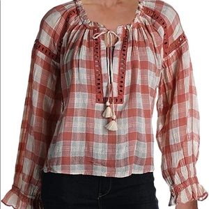 Free People Womens Juniors Honey Grove V-Neck Ruched Blouse